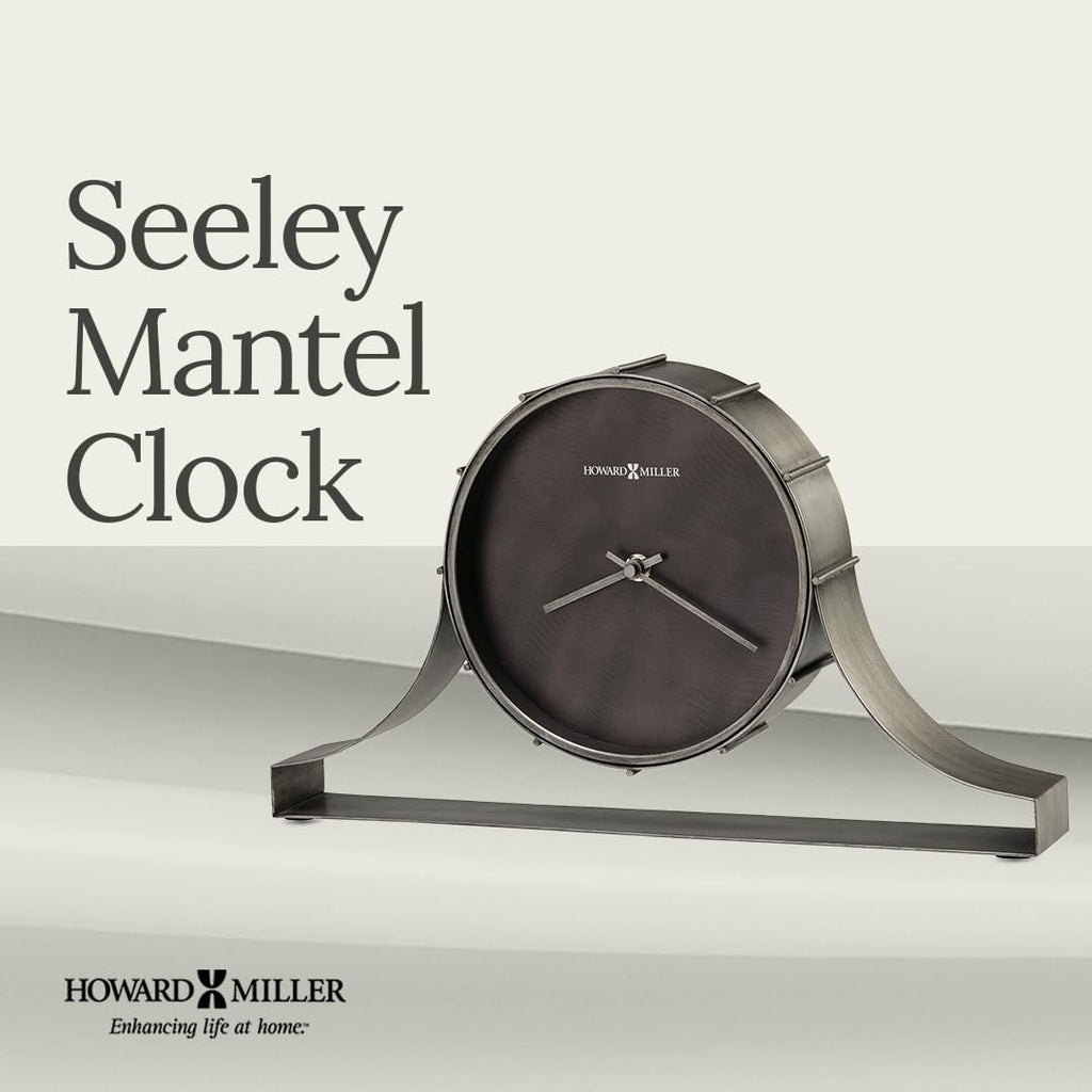 Howard Miller Seeley Mantel Clock - Antique Tabletop Clock with Quartz Movement, Bent Iron Frame, Industrial Style