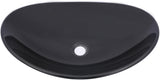 Kichae Oval Glass Vessel Sink - 21" x 14" Black Tempered Glass Bathroom Vessel Sink for Bathroom Vanity Above Counter