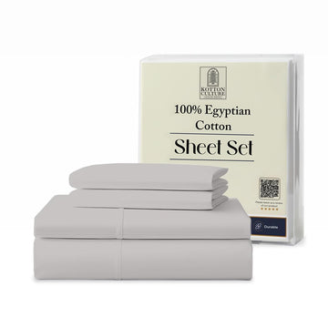 4 Pc Queen Sheet Set - 100% Egyptian Cotton Premium Hotel Luxury Bedding - Sateen Weave Soft Cooling Durable Bedsheet
