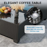 8-Piece Wicker Outdoor Patio Furniture Set - Fire Pit | Brown with Thick Cushions for Backyard, Garden & Porch