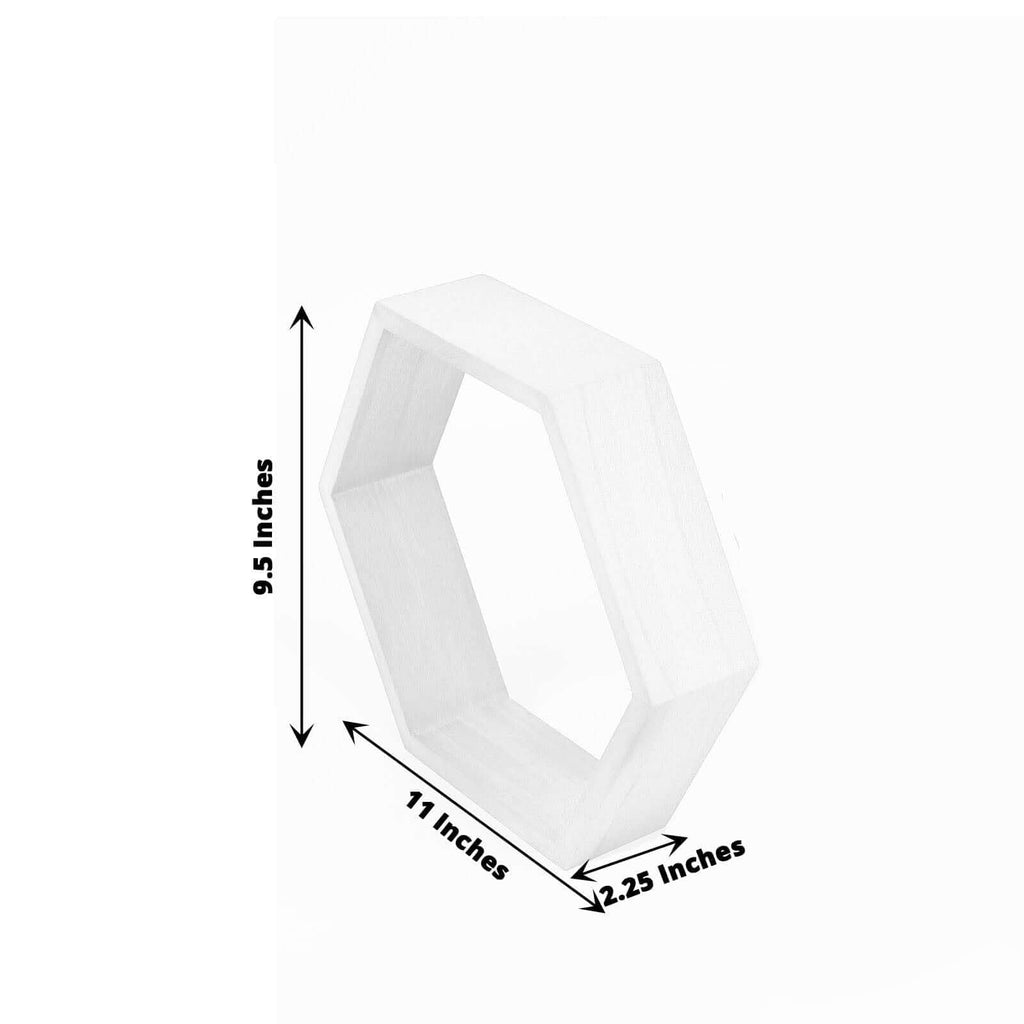 2 Pack | 9" Hexagon Whitewashed Wood Centerpiece, Geometric Terrarium, Honeycomb Storage Shelf