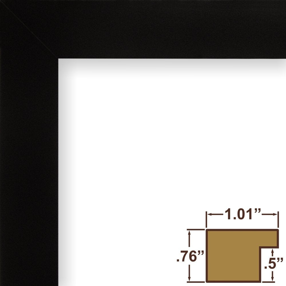 Frames Essentials, 18x18 Black Picture Frame, 1" Wide, Modern, Dual Display Format, Set of 4
