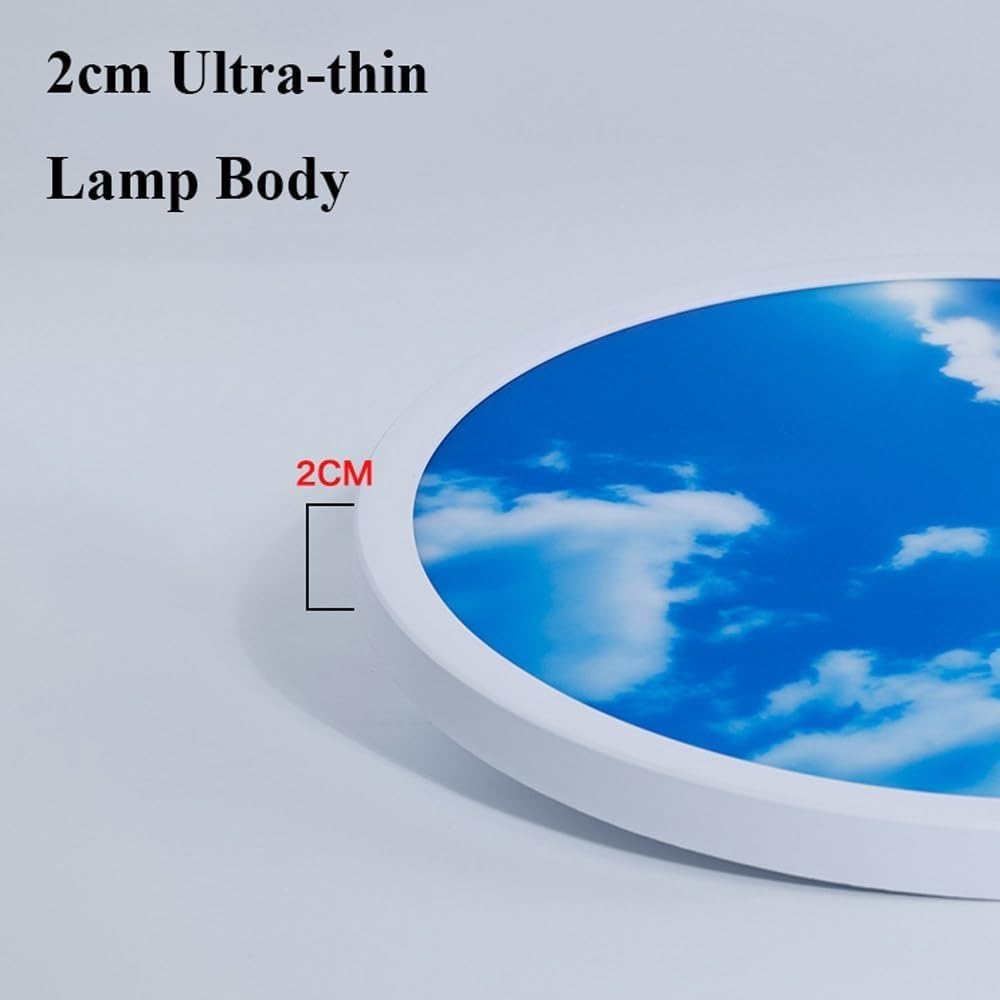Modern Simple Creative Blue Sky, White Clouds, Swirling Beauty Ceiling Light, LED color Dimming Ultra Thin Round