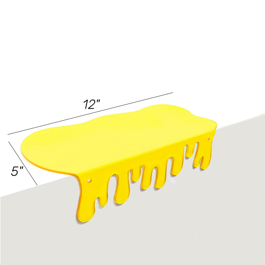 2-Pack Small Acrylic Shelves, 12 Inch Floating Shelves, Yellow