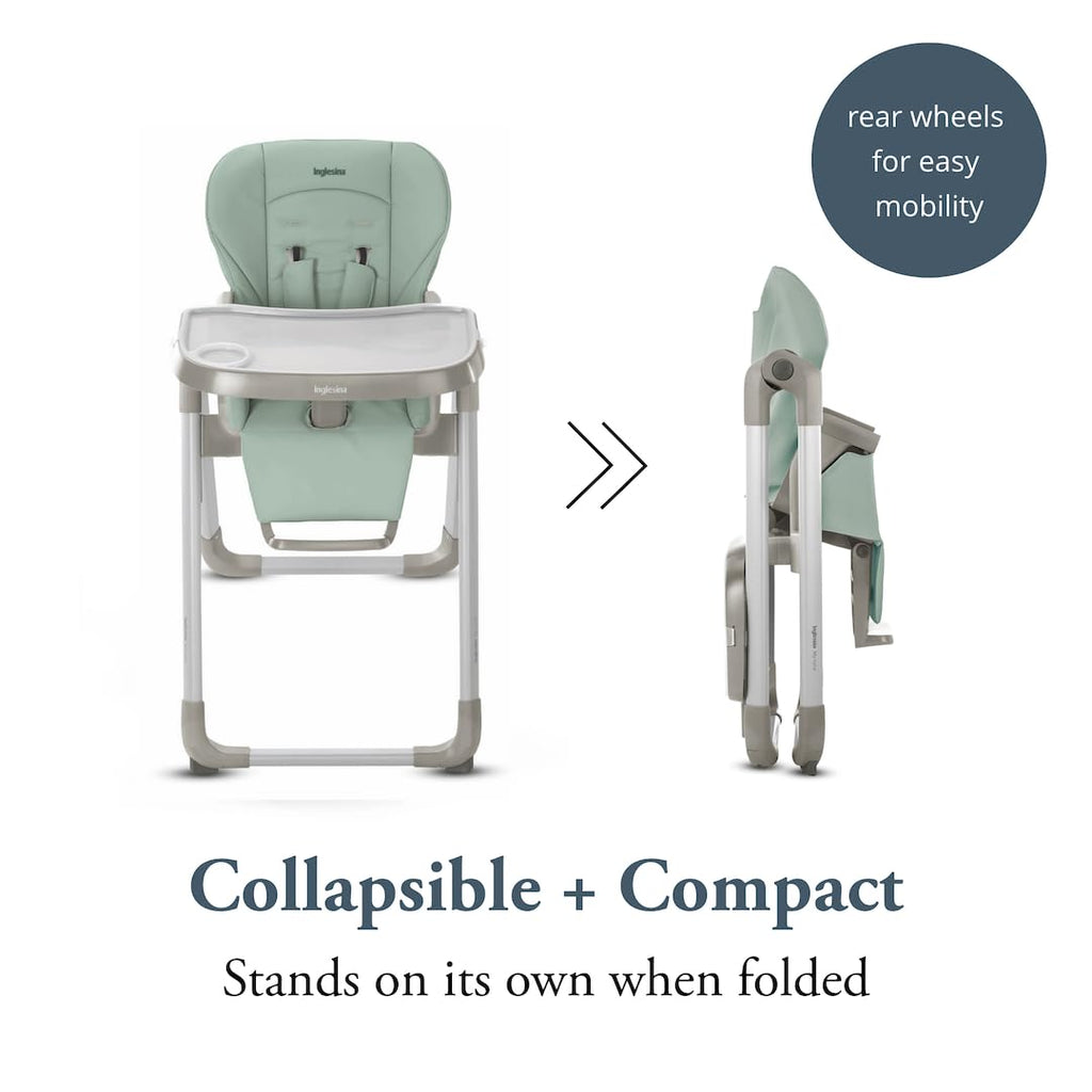 My time Highchair, Mint - Adjustable High Chair for Babies & Toddlers, 4 Height & 3 Recline Settings, Collapsible