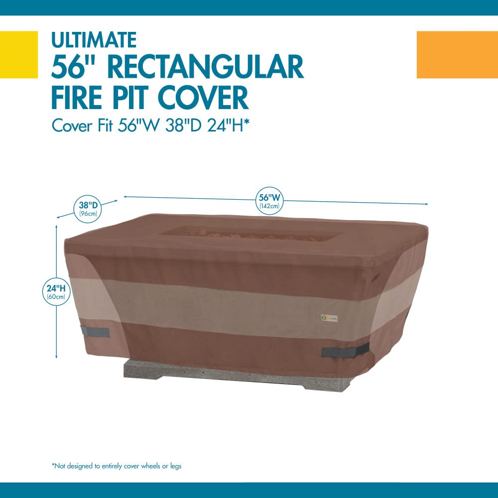 Ultimate Waterproof 56 Inch Rectangular Fire Pit Cover, Outdoor Firepit Cover