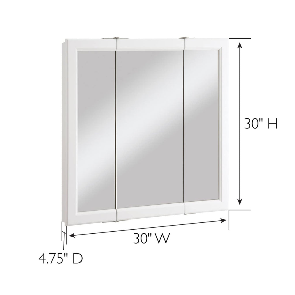 Wyndham Tri-View Medicine Cabinet, 30", White