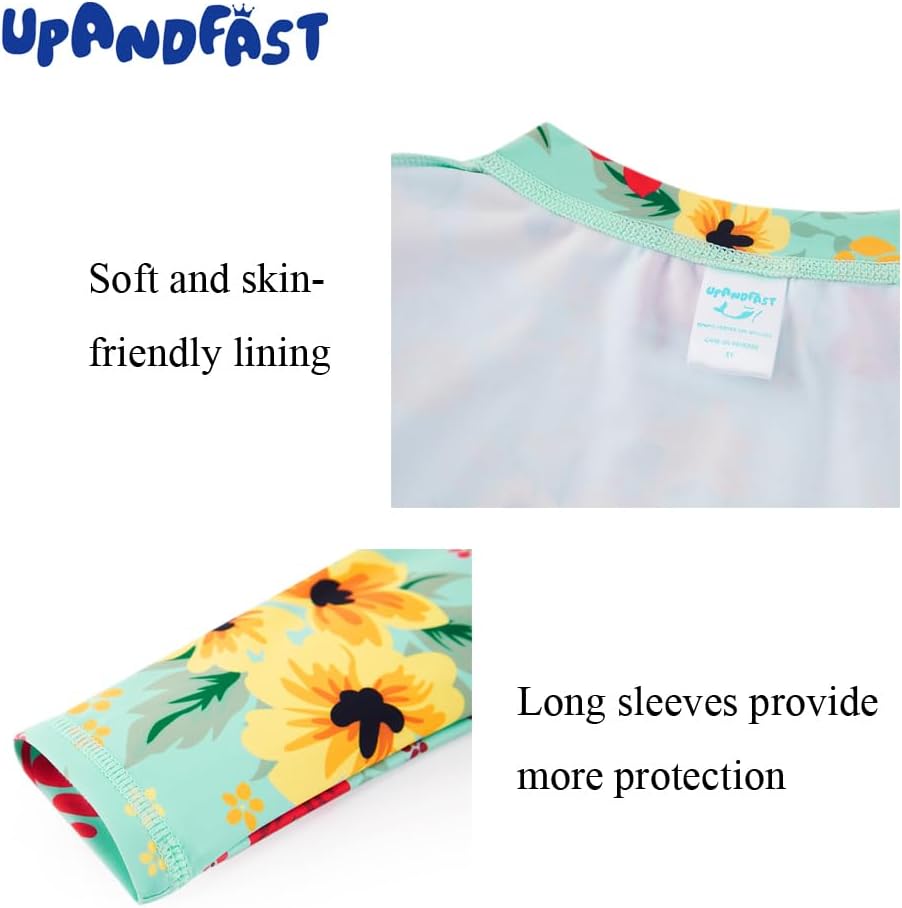 Girls Rash Guard Set Long Sleeve Two Piece Swimsuit with UPF 50+ Sun Protection for Girls
