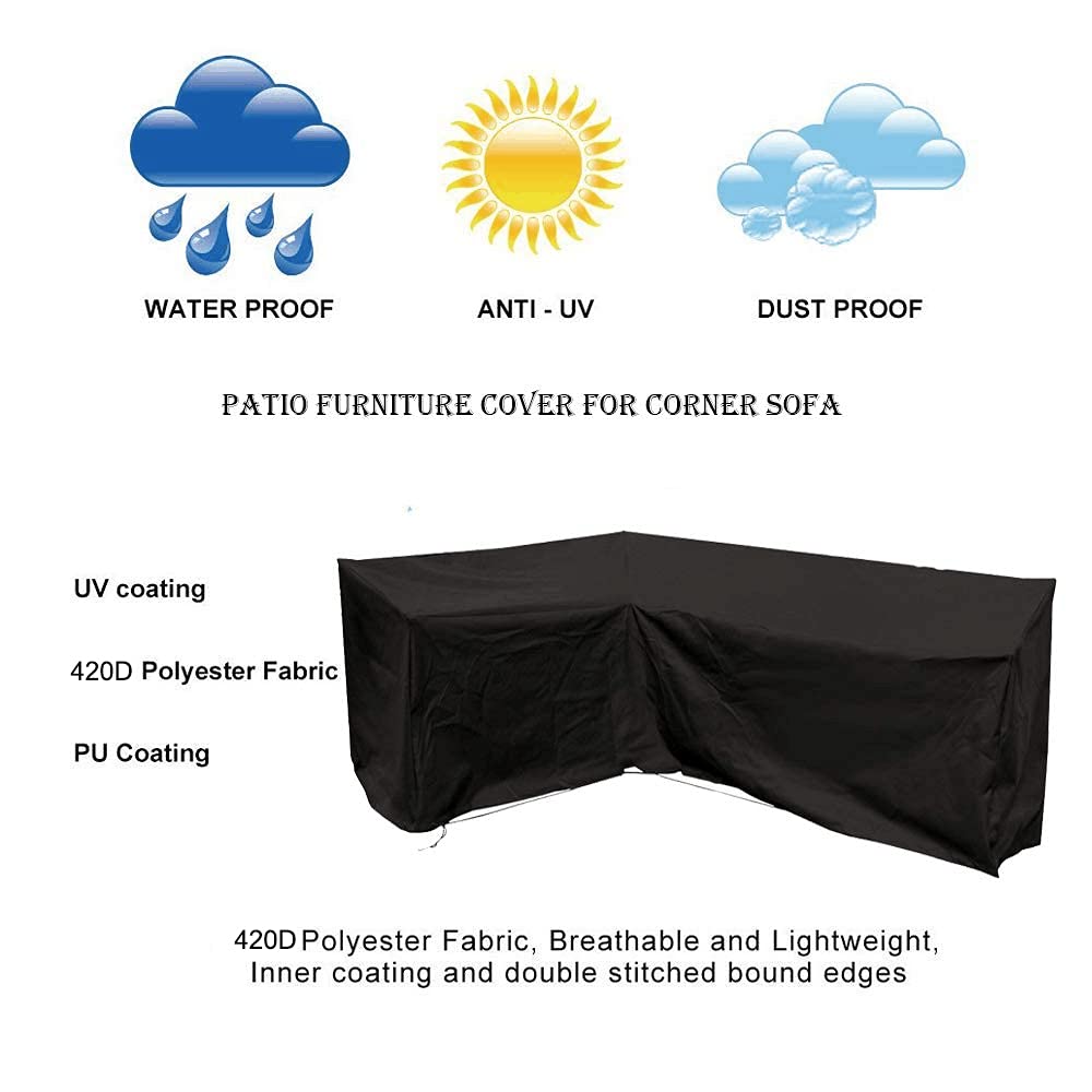 Patio Furniture Covers L-Shaped Sectional Sofa Cover Heavy Duty Waterproof Dustproof Furniture Protection Corner Sofa
