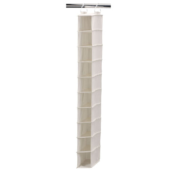 Hanging Shoe Storage Organizer for Closets |10 Pocket Shelves | Natural Canvas