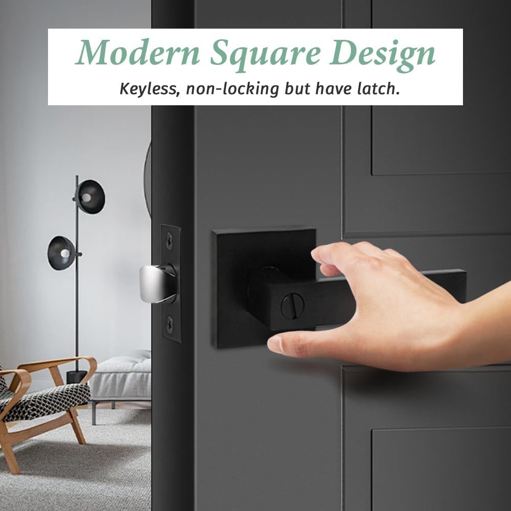 8 Pack Matte Black Door Handles Privacy Door Levers Without Key, Bed and Bath Door Locks Interior Door Knobs