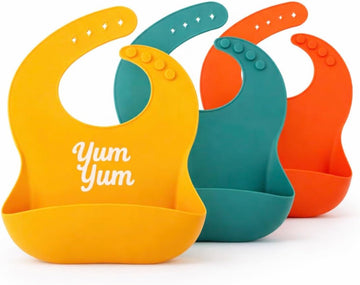 Silicone Bibs 3 Pack AND 5 Pack, Waterproof Toddler Bibs, BPA-Free with Food Catcher Pocket, 6-36 Months