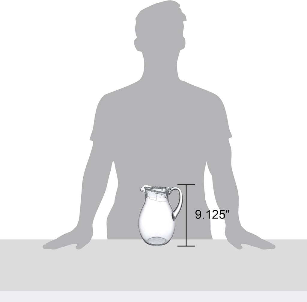Bubbly - Plastic Pitcher (64 oz, 2 Quart), Clear Water Pitcher with Lid, Fridge Jug, BPA-Free, Shatter-Proof, Great