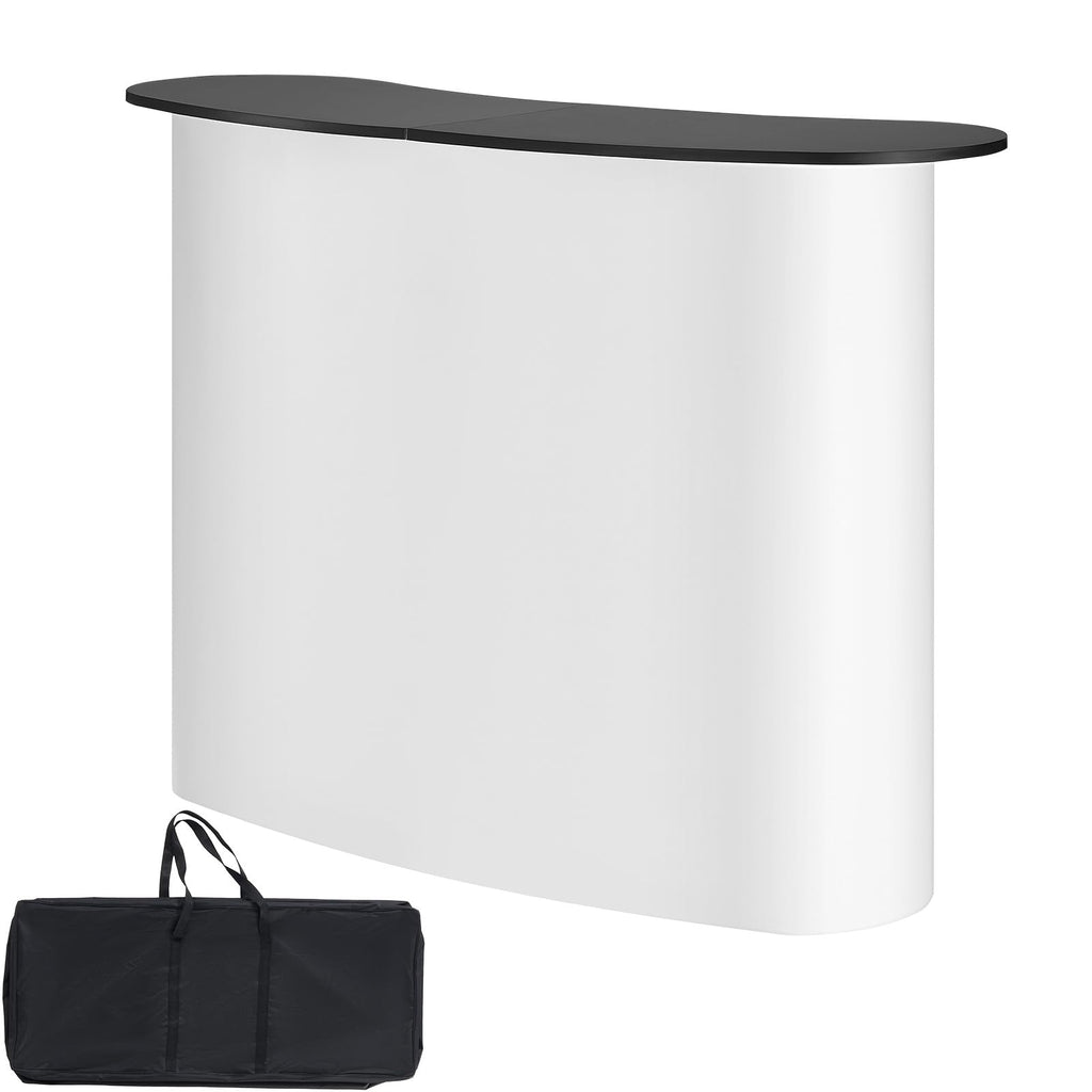 Portable Tradeshow Podium Table, 51.18" x 18.31" x 37.4", Display Exhibition Counter Stand Booth Fair with Wall