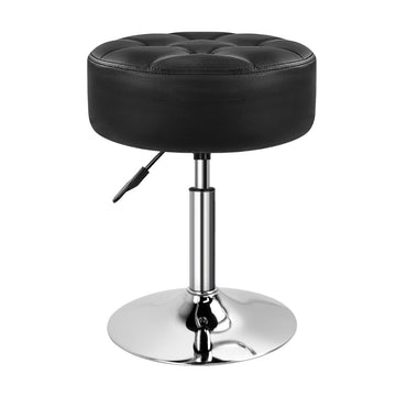 Black 4.9-inch Thickened Vanity Stool Round PU Leather Swivel Height Adjustable Makeup Chair Ottoman Living Room SPA