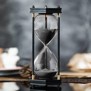 Large Hourglass Timer 60 Minute, Hexagon Wood Sandglass, Black