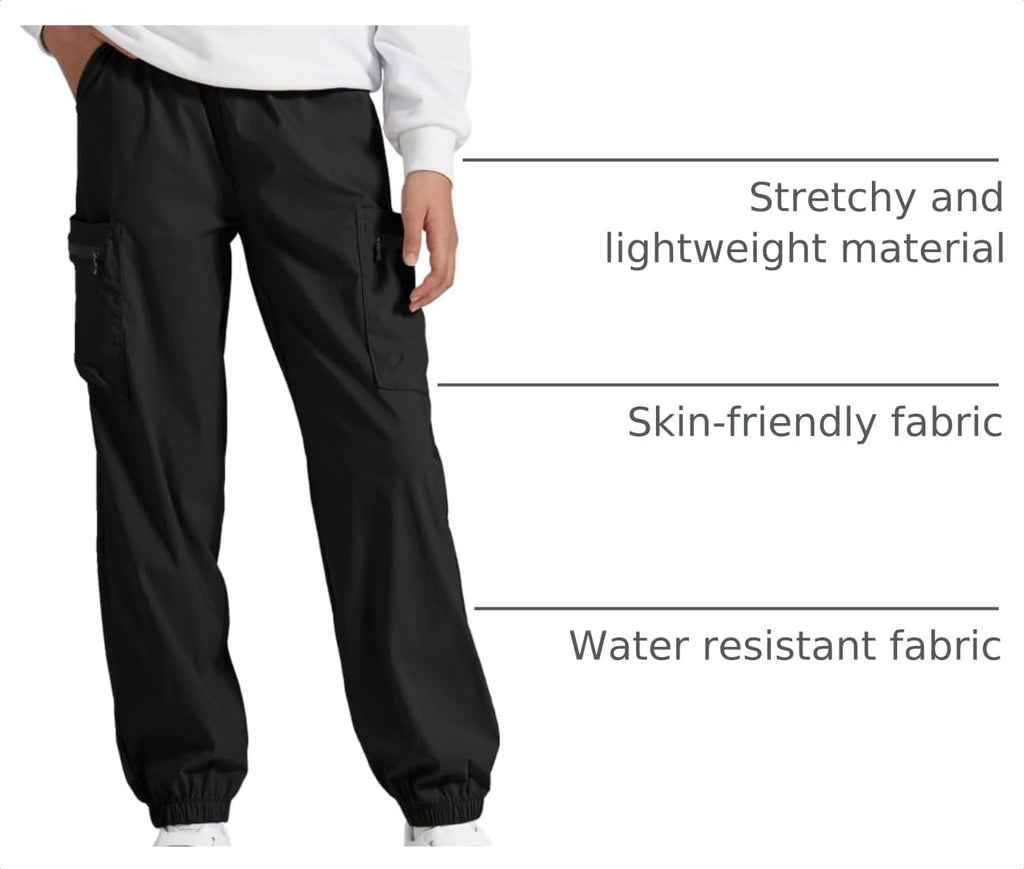 Boys Girls Cargo Pants Kids Water Resistant Hiking Pants Quick Dry