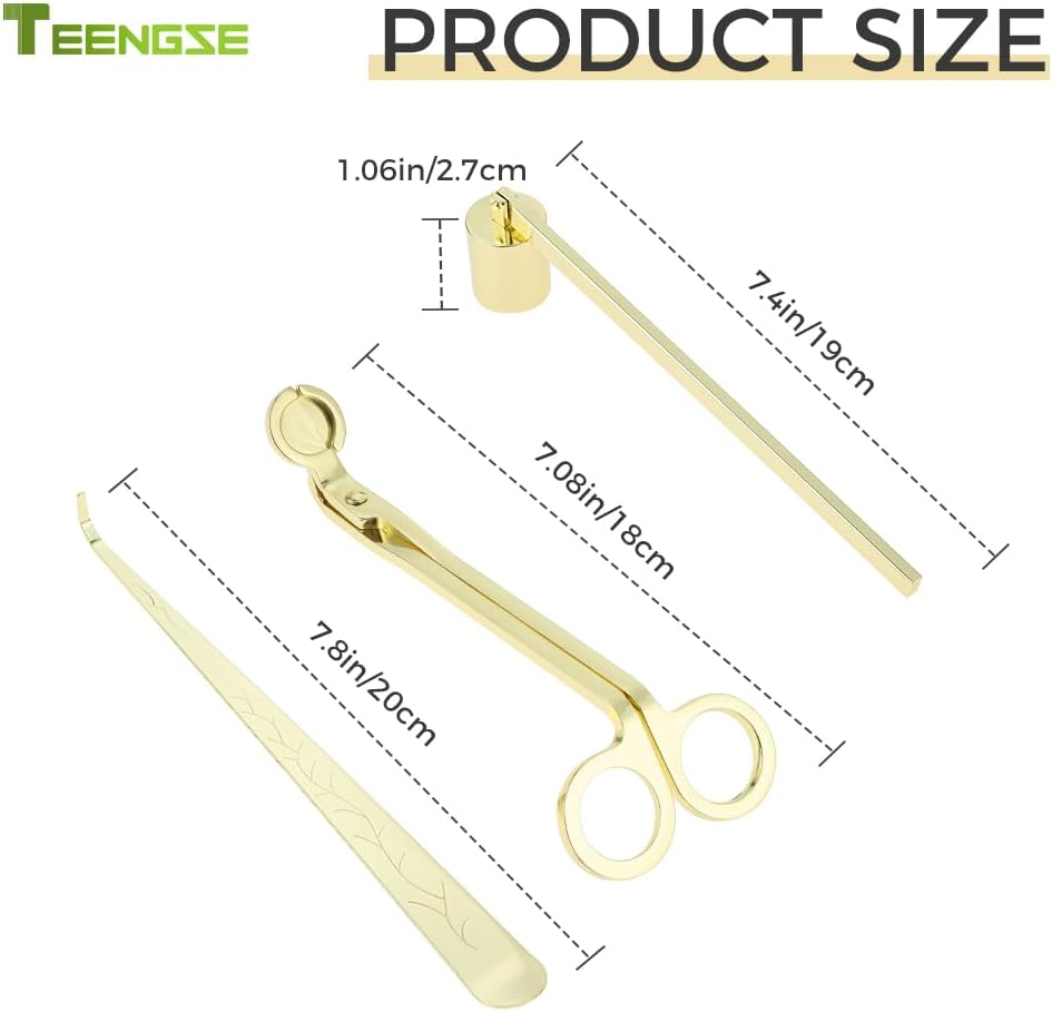 3 in 1 Gold Candle Tool Kit, Wick Trimmer Snuffer Wick Dipper