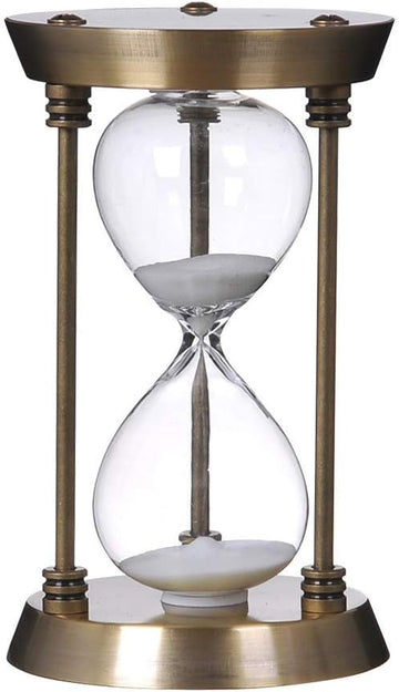 30 Minute Metal Hourglass Decorative White Sand Timer, Bronze