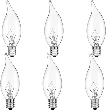 E12 Candle Light Bulbs, 60W Candelabra Light Bulbs, B10 Clear Candle Base Bulb with Warm White 2700K, 600 Lumen