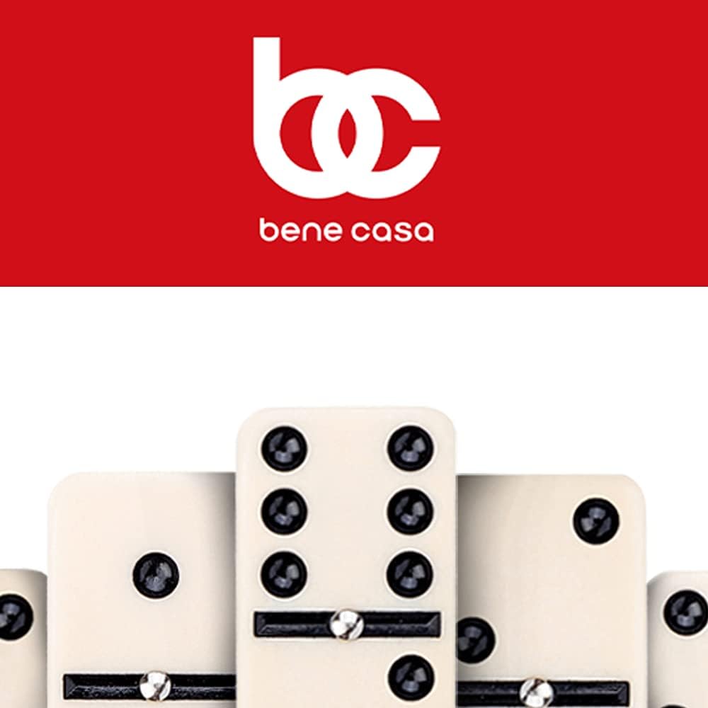 Hand Crafted Double 9 Dominoes Set with Wooden Storage Box - 55 Piece Set - Dominoes Feature Brass Spinners