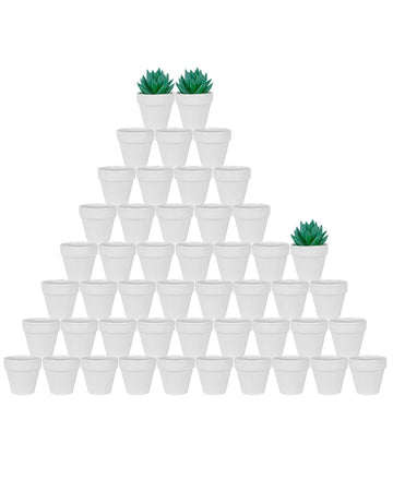 48 Pcs 2" Tiny Ceramic Terracotta Pots, White Clay Pot