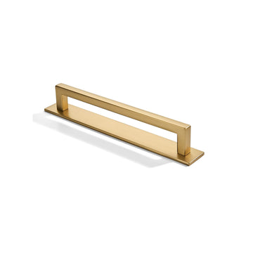5 Pack 6 Inch Hole Center Brushed Brass Cabinet Pull with Backplate Solid Heavy-Duty Handles with Base Plate Cabinet