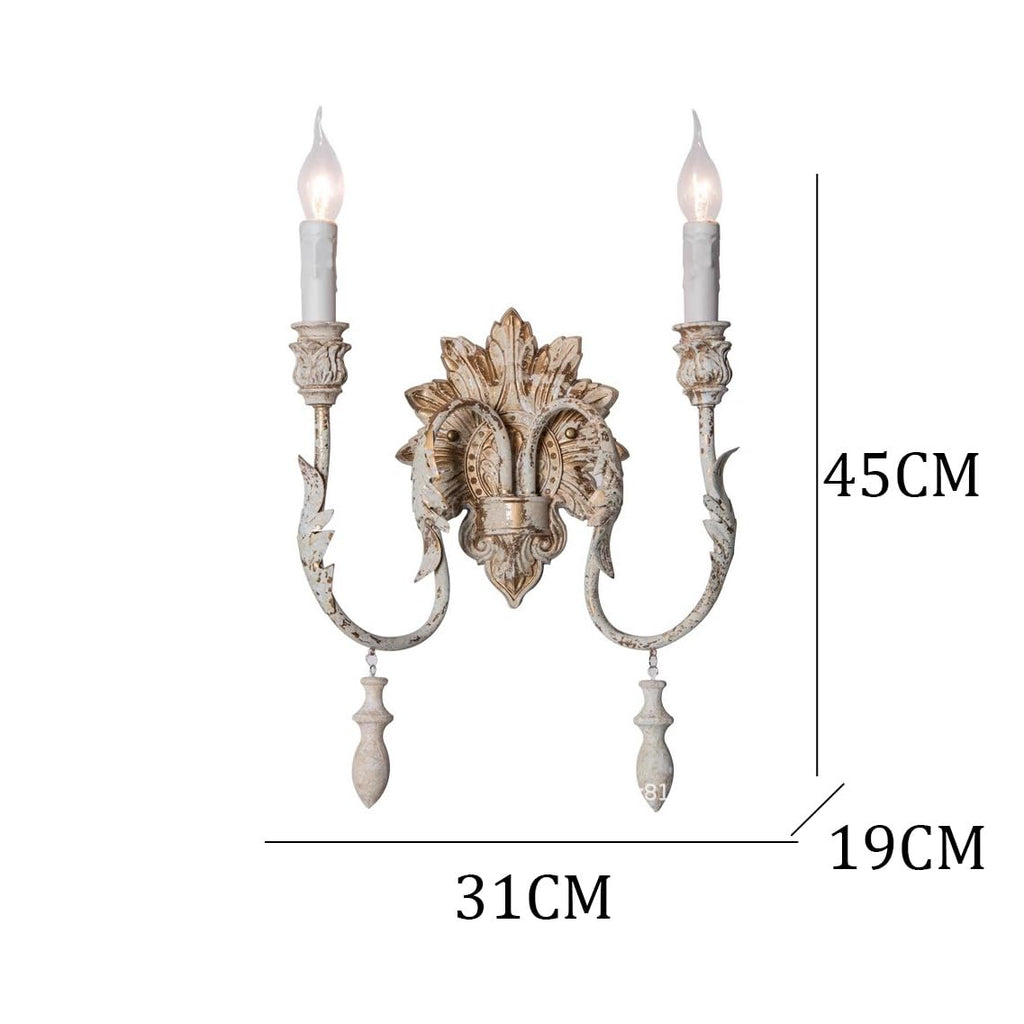 French Country Distressed White Wall Sconce - 2-Light Candle Holder Fixture for Vintage Rustic Home Decor - Ideal