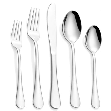 Silverware Set 20-Piece, Stainless Steel Flatware Set for 4, Modern Eating Cutlery Utensils Tableware Sets, Including