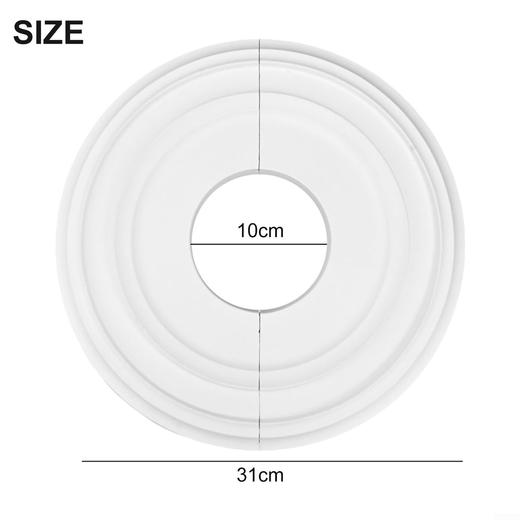 White PU Ceiling Medallion 12" OD x 4" ID Round Decorative Cover Plate for Ceiling Fans and Light Fixtures Split ed