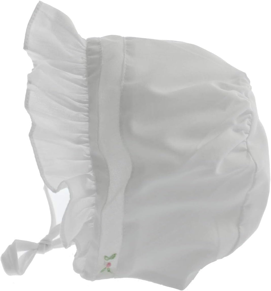 Girls White Dress with Bonnet Pink Smocking Dedication Outfit