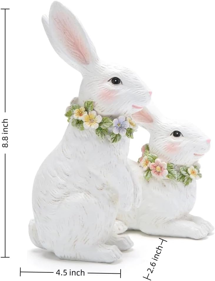 Spring Garden Patio Bunny Figurine Set () The Perfect Accent for a Wonderful Garden-Easter Bunny Figurine Decor - Set of 2