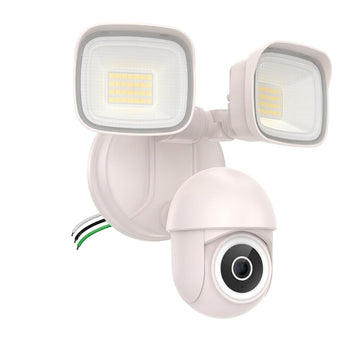 2K Floodlight Camera, 360° PTZ Hardwired Security Cam Cream