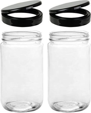 32oz Extra Wide Mouth Glass Storage Jar with BPA-Free Plastic Lid - Quart Size Airtight Mason Jar, Pantry, and Food