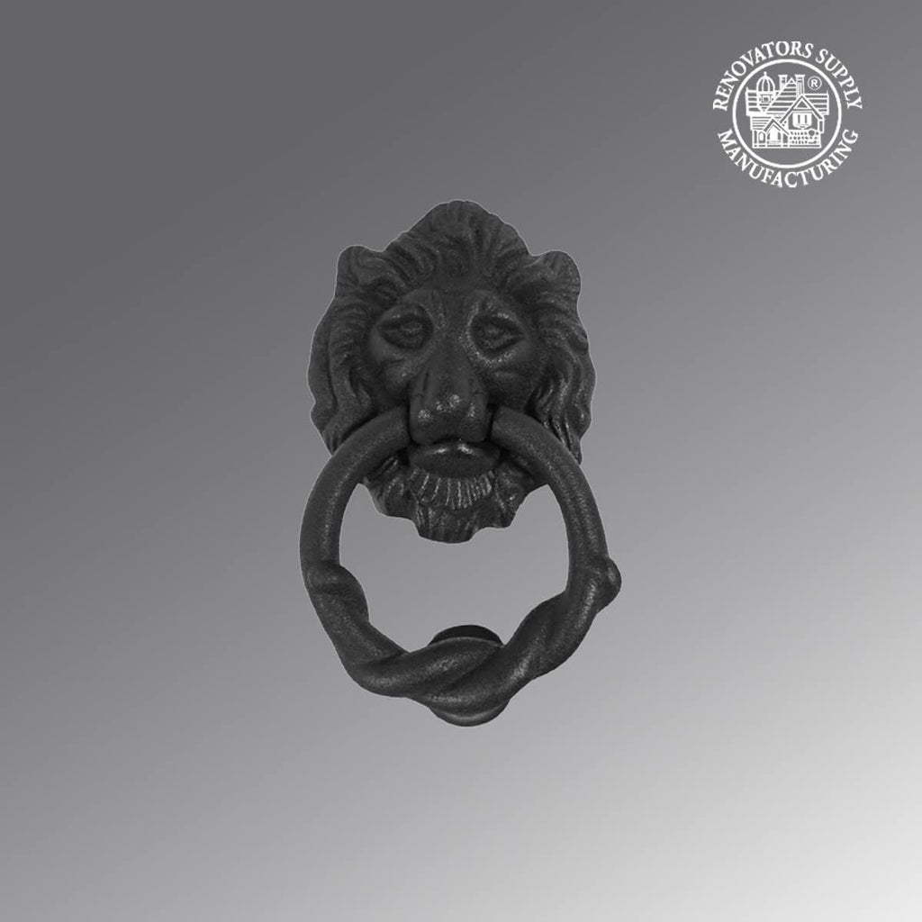 Cast Iron Lion Door Knocker Black Finish 6.25" Front Entry Hardware