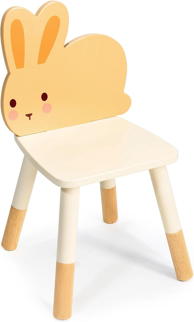 Kids Table and Chair Set with 2 Wooden Bunny Chairs, Cream Rubberwood Toddler Table, Wipe Clean, Non-Toxic Paint