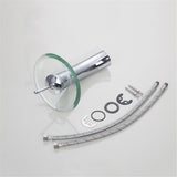 Clear Glass Vessel Sink with Chrome Faucet and Pop-Up Drain Set 17 Inch Round Bathroom Tempered Glass Basin Top Mount