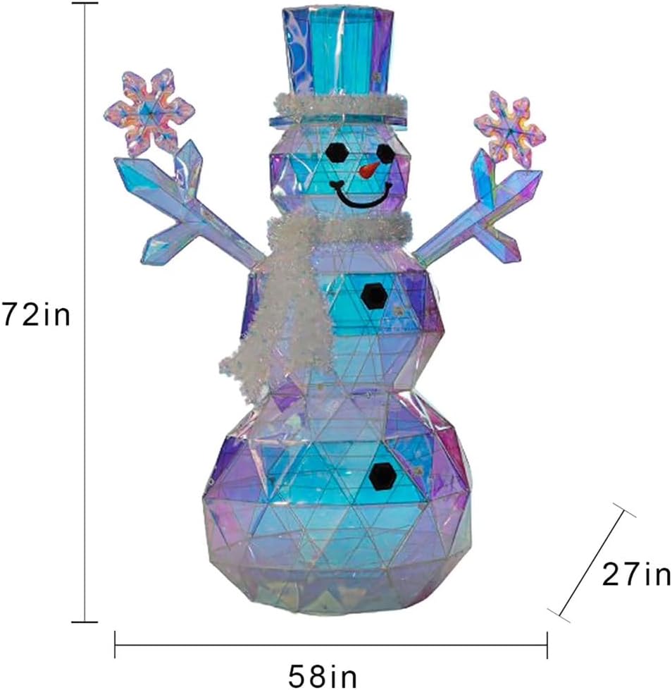 Prismatic 6 Foot LED Lighted Snowman Outdoor Christmas Decoration, Color Changing Crystal Effect, Holiday Winter Yard