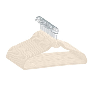 Heavy Duty Velvet Hangers with Cascade Hook, Durable, 360 Degree Rotatable Hook (30, Beige)