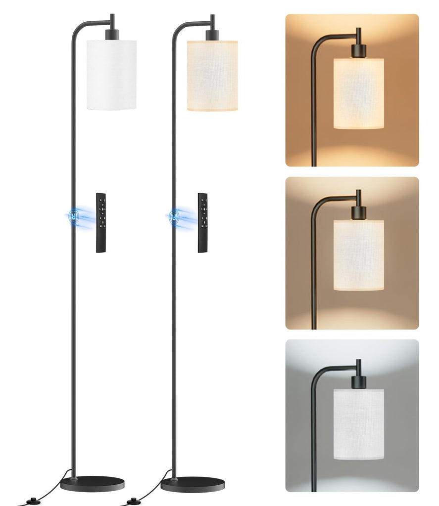 2-Pack Floor Lamps with Linen Shade Bedroom Corner