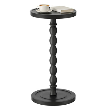 Small Round Side Table, Rubberwood‌ Drink Table for Small Spaces
