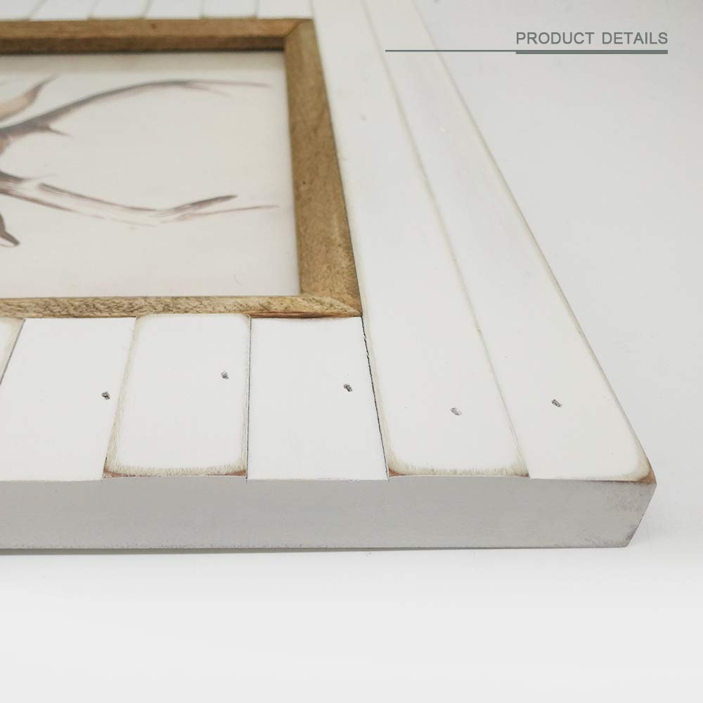 2 Opening 5x7 Rustic White Wood Picture Frame, Farmhouse Collage Photo Frame for 2 Photos, Wall Mount & Tabletop