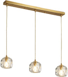 Crystal Chandelier _Light Fixture,All Copper Light Luxury Crystal Lamps Pendant Light,for Bedroom, Hallway, Bar Lighting,3 Heads Long Plate A116-B0BZMKW6GP