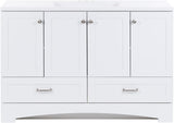 Spring Mill Cabinets Emlyn 48 Inch Bathroom Vanity with White Single Sink Top, 3 Cabinets, 2 Shelves, 2 Drawers