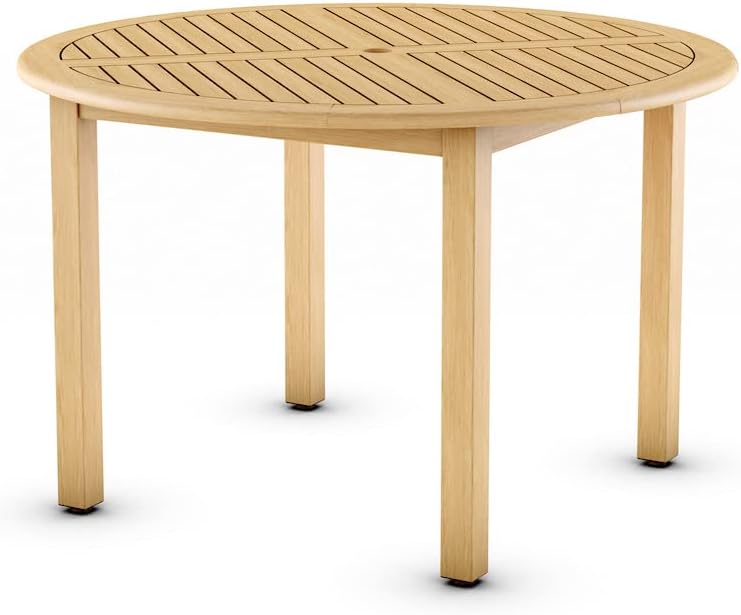 Indiana Round Patio Dining Table | Teak Finish | Durable and Ideal for Indoors and Outdoors, Brown