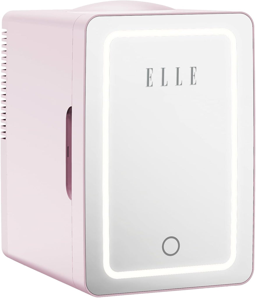 6L Mini Cooler Fridge with LED Makeup Mirror for Skincare & Cosmetic Storage Cooler & Warmer Removable Shelf Carrying