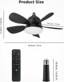Socket Fan Light with Remote: 18'' Small Ceiling Fans with Lights, 2000 Lumens Dimmable Led Bulb, 3 Colors 3000K-6500K, Easy Install Screw in E26 Base for Bedroom Living Room Kitchen Garage A101-B0D49PQTNZ