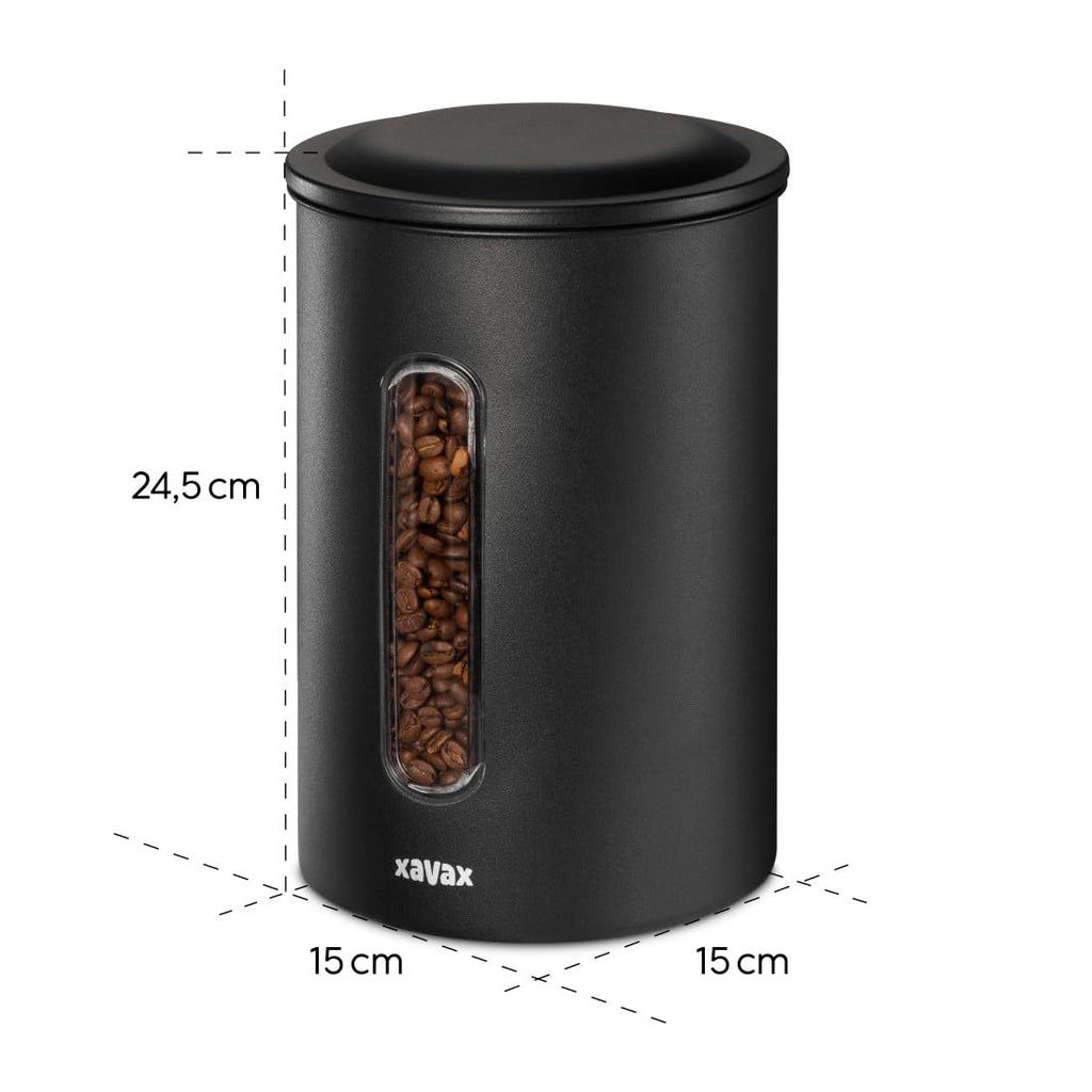 Stainless Steel Coffee Canister (Large Capacity, Over 1kg of Coffee, Suitable for Any Food) Matte Black