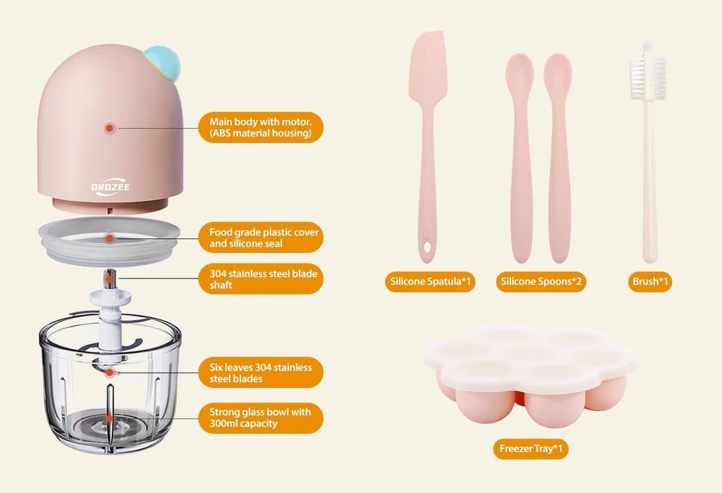 Food Chopper, 6 Blades Mini Baby Food Maker for Smooth Baby Food Puree