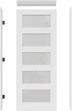 32" x 80" Prehung Door Interior, 5-Panel Tempered Frosted Glass Solid Core Door Slab with Easy Assembly Jamb Kit